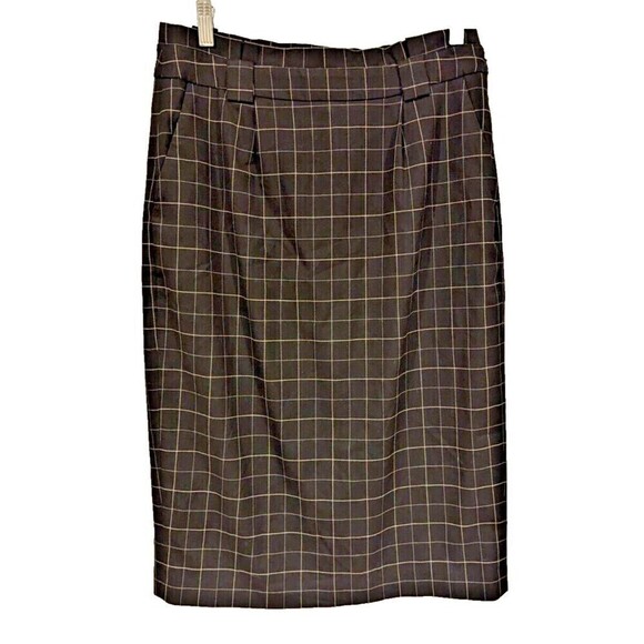 Calvin Klein Black and White Windowpane long pencil skirt SZ 6 Belted ruffle top - Picture 1 of 5